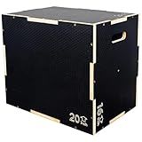 Fitvids 24" x 20" x 16" Non-Slip Wooden Plyo Box Jump Exercise Platform, Plyometric Workout Equipment for Home Gym, Training Step Box, Black