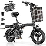 HiyViy H14-A Electric Bike for Adults, Peak 1200W Folding Electric Bikes for Adults, 48V 10A (480WH) E Bike, 45 Miles(PAS) E-Bike, Commuter Foldable Electric Bike, 14" Folding Ebike for Teens