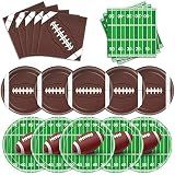 96 PCS Football Party Supplies Plates and Napkins Tableware Set Football Theme Party Decorations Including Paper Plates Napkins Cups for Football Birthday Party, 24 Guests