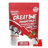 Creatine Monohydrate Gummies Complex for Men & Women - 120 Gummies Advanced Formula, L-Taurine + Vitamin B12 for Muscle Strength, Muscle Builder, Energy Boost, Pre-Workout Supplement-Strawberry