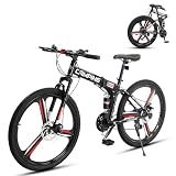 CamPingSurvivals 26" Foldable Mountain Bike, 21 Speeds Folding Bikes