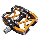 MZYRH Mountain Bike Pedals, Ultra Strong Colorful CNC Machined 9/16" Cycling Sealed 3 Bearing Pedals (Black Black Glod 3 Bearings)