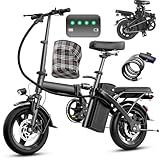 Electric Bike for Adults Teens, Folding Ebike,Commuter City Foldable E Bike with 560W Motor and 48V 10Ah Battery, 24MPH Speed Pedals Assist, Dual Disc Brakes,14" Compact Electric Bicycle with Basket
