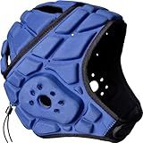 COOLOMG Soft Shell Flag Football Helmet 7v7 Rugby Helmet Scrum Cap Soccer Padded Headgear Adjustable Head Protector for Adults Navy Blue