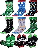 Patelai 6 Pairs Novelty Football Socks for Men Funny Football Gift Crew Socks for Men Team Lovers Birthday Christmas Winter(Trendy Style)