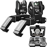 Visiofire 45 Degree Offset Iron Sights| Flip Up Fiber Optic Sights with Red Green Dots| Tool-Free Adjustable Back Up Canted Iron Sights Rapid Transition