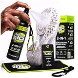 MR.KICS Shoe Grip Spray - Anti-Slip Traction & Sole Rejuvenator for Basketball, Volleyball, Pickleball - 2-in-1 Court Shoe Cleaner & Enhancer with Microfiber Towel and Backpack Clip