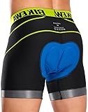 Bikewa Men's Cycling Underwear with Anti-Slip Leg Grips 4D Padded Bike Shorts MTB Liner for Bicycle Biking Riding(Black/Green,M)