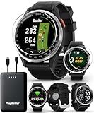 Garmin Approach S44 (Silver/Black) Golf GPS Smartwatch Bundle - 1.2" AMOLED Display, On-Course Features & 15H Battery Life with PlayBetter Screen Protectors & 5000mAh Portable Charger