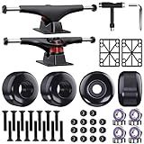 Jizmo Skateboard Trucks, Fits 7.75-8" Deck, Wheels 52mm, Bearings ABEC-9, Skateboard Pads, Hardware Tool Combo Starter Set - Black