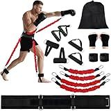 Boxing Resistance Bands Set for Boxing MMA Martial Arts Training Equipment, 150lbs Exercise Bands with Cuffs & Belt, Workout Band for Resistance Training Enhance Explosive Power/Speed/Agility