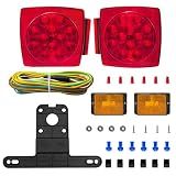fouwick LED trailer lights Kit, 12V Submersible Tail Marker Lights Wiring Lamp Harness for Boat Car Truck RV Utility snowmobile turn signal license plate stop reverse Trailer Accessories