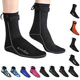 OMGear Water Socks Neoprene Socks Beach Booties Shoes 3mm Glued Blind Stitched Anti-Slip Wetsuit Boots Fin Swim Socks (3mm High Cut/Grey, L(men9-10,women10-11))