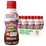 Premier Protein Non-Dairy Plant Based Almondmilk Protein Shake, Chocolate, 20g Protein, 5g Sugar, Gluten-Free, 11.5 Fl oz (12 Pack)