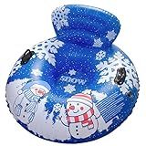 DIMAR GARDEN 47" Snow Tube Inflatable Snow Sled with Backrest and Handles, Navy Blue