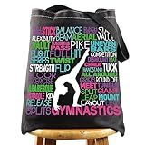 LEVLO Gymnastics Girl Canvas Tote Bag Gymnast Inspired Gift Gymnastics Team Shoulder Bag For Gymnastic Lover (Gymnastics BT)