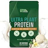 30g Plant-Based Protein Powder, 5-in-1 Vegan Protein Powder, Vanilla, 0g Sugar, with 20 Billion CFU Probiotics, BCAA, Vitamins, and Minerals, Digestive Support, Keto-Friendly, Low Carb, 20 Servings