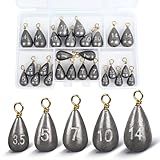 MYLPRETALE 26Pcs Fishing Weights Sinkers Kit, Drop Shot Weights, Lead Fishing Weights for Saltwater Freshwater, Catfish Weights, Fishing Sinkers and Weights Assortment