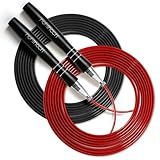 Huhloch Speed Jump Rope for Men Women Adults, Workout Fitness Boxing Jumping Ropes with Smooth Rotate Double Bearing Balls, Double Under Skipping Rope with 2 Pcs Tangle-free Cable to Replacement
