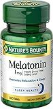 Nature's Bounty Melatonin, 100% Drug Free Sleep Aid, Promotes Relaxation and Sleep Health, 1mg, 180 Tablets
