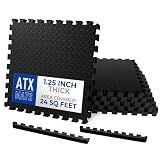ATX Mats 1.25" Jiu Jitsu/BJJ/Grappling/Wrestling Puzzle Mats — Designed in Texas, Premium EVA Foam Interlocking Tiles, 24 sq ft / 6 Tiles, Non-Slip, High-Density