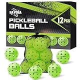 Navona 12 Pack Premium 40-Holes Green Outdoor Pickleball Balls, Meet USAPA Official Requirement, Pickleball Ball Outdoor, High Bounce True Flight, Durable Pickle Ball Set
