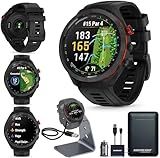 Garmin Approach S70 Golf Smartwatch, Full-Color CourseView Maps AMOLED Display, Advanced Shot Execution & Putt Alignment, Immersive Golfing Experience w/Signature Stand Power Bundle