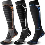 coclothy 3 Pairs Merino Wool Ski Socks, Winter Thermal Snowboard Sock for Women Men, Knee High Socks for Skiing, Hiking