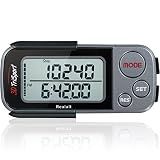 Realalt 3DTriSport 3D Walking Pedometer with Clip & Strap, Accurate Step Counter with 30-Day Memory, Distance in Miles/KM Large Display Perfect for Seniors & Beginners eBook Included - Grey/Black