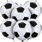 Soccer Balloons – 22 Inch Large Metallic Round Sphere, 6 Pcs 4D Foil Mylar Football Balloons for Birthday, Soccer & Sports-Themed Party Decorations