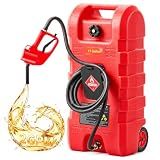 VEVOR Fuel Caddy, 15 Gallon, Fuel Tank Container with Gravity & Hand Pump Modes, Portable Fuel Tank with Wheels, 10 ft Delivery Hose & Manual Pump, Gas Caddy for Motorboats, ATVs, Gasoline & Diesel