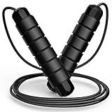 Jump Rope, Tangle-Free Rapid Speed Jumping Rope Cable with Ball Bearings for Women, Men and Kids, Adjustable Foam Handles Steel Jump Ropes for Fitness