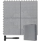 Drydiet 8 Pack Drainage Tiles Modular Interlocking Floor Tiles with 1 Pc Plastic Hammer 12" x 12" Cushion Mat Non Slip Rubber Floor mat with Holes for Pool Bathroom Deck Kitchen Patio (Gray)