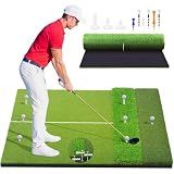 5x4ft & 6x4ft Extra Large Golf Hitting Mat, 26mm Thick Tri-Turf Golf Practice Mat for Indoor Outdoor Training, 3-in-1 Professional Golf Turf for Driving, Chipping & Swinging, Gifts for Him Men Women