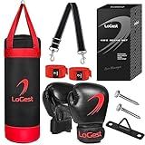 LoGest Punching Bag for Kids Boxing Set - Suitable for Kids Punching Bags 3-8 Years of Age - Boxing Gloves & Hand Wraps Included - Youth Children Boxing MMA Kickboxing Muay Thai Karate Punching Bag