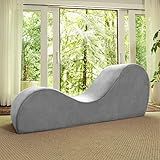 Avana Sleek Chaise Lounge for Yoga - Made in The USA - Great for Stretching, Relaxation, Exercise & More, 60D x 18W x 26H Inch, Light Grey