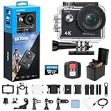 AKASO EK7000 4K30FPS 20MP WiFi Action Camera with 64GB MicroSD Memory Card Bundle EIS Ultra HD 131FT Waterproof Underwater Camera Remote Control 4X Zoom Support External Microphone Black