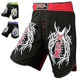 New MRX MMA Fight Shorts Stretch Penals Grappling Cage Fighting Muay Thai Kickboxing Trunks (Black Red, 2XLarge)