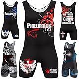 4 Time All American Sublimated Wrestling Singlet – Stitched & Durable Mens Singlet – Singlet for Wrestling, MMA & Powerlifting– Wrestling Singlet Youth Boys (Phil 4:13 Red, XXS/YL 51-70 lbs.)