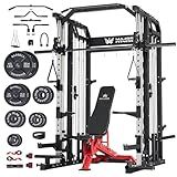 Major Fitness Drone2 Smith△ Machine – All-in-One Home Gym Squat Rack with Weight Bar, Dual LAT Pull-Down Systems & Cable Crossover Machine for Full-Body Workouts