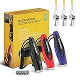 Electronic Whistle, 3 Pack Handheld Electronic Whistles Electric Whistle with Lanyard Three Tone Distinct High Volume Outdoor Sport Whistle for Coaches, Referees, P.E. Teacher