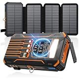 SOARAISE Solar Power Bank 48000mAh Wireless Portable Charger with 4 Cables