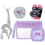 BOOTMOON 5 PCS Gymnastics Stuff Gymnastics Gifts Waterproof Small Clear Makeup Bag Gymnastic Bag Hypoallergenic Cheer Necklace Cotton Socks Stickers Gymnast Lover Gifts for Women