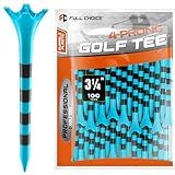 Full Choice100 Pack 3-1/4" Plastic Golf Tees, Enhanced Durability & Stability, Engineered to Minimize Friction and Side Spin
