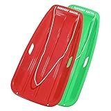 Slippery Racer Downhill Sprinter Flexible Kids Toddler Plastic Cold-Resistant Toboggan Snow Sled with Pull Rope and Handles -35 Inch (RED/Green, 2 Pack)
