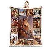 Horse Lover Blanket Gifts for Girls Birthday,Decor Soft Flannel Throw Blanket 50" x 60"