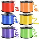 TONIFUL Rainbow Curling Ribbon-6 Assorted Colors Balloon Curling Ribbons Set-600 Yards Balloon String for DIY Decor,Gift Wrapping,Ribbons and Bows for Christmas New Year Birthday Gifts Supplies