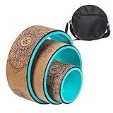 Aiweitey Back Roller Set, Cork Yoga Wheel for Backbends Pain Relief Massages Muscle Pilates Relaxation Balance with Bag. (Green)