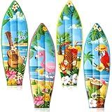 JellyArch 4 Pcs Hawaiian Inflatable Surfboard Tropical Flamingos Hawaiian Luau Party Decorations Blow up Surfboard Wall Decor for Summer Tiki Bar Decor Beach Party Decorations