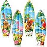 JellyArch 4 Pcs Hawaiian Inflatable Surfboard Tropical Flamingos Hawaiian Luau Party Decorations Blow up Pool Floats Surfboard Prop Wall Decor Palm Tree Summer Tiki Bar Pool Beach Party Decorations